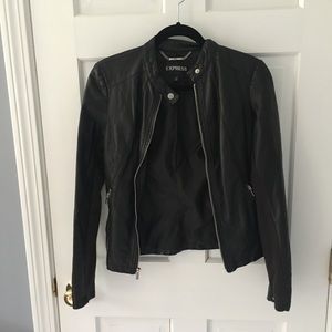 Express Black Faux Leather Jacket Size XS
